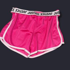 Hot pink Justice athletic shorts. With fold down waist band